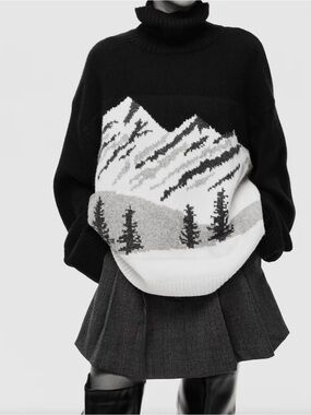 H&M Wool Blened Crochet Knit Sweater.
